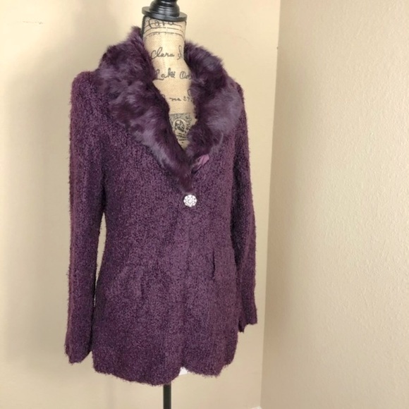Michelle Nicole Sweaters - Michelle Nicole Purple Plum Boucle Cardigan M